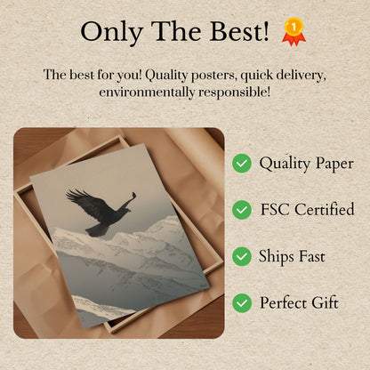 Pôster da Águia Sobrevoando Montanhas Nevadas