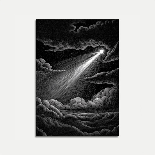 Luz Celestial a Través de Nubes Póster