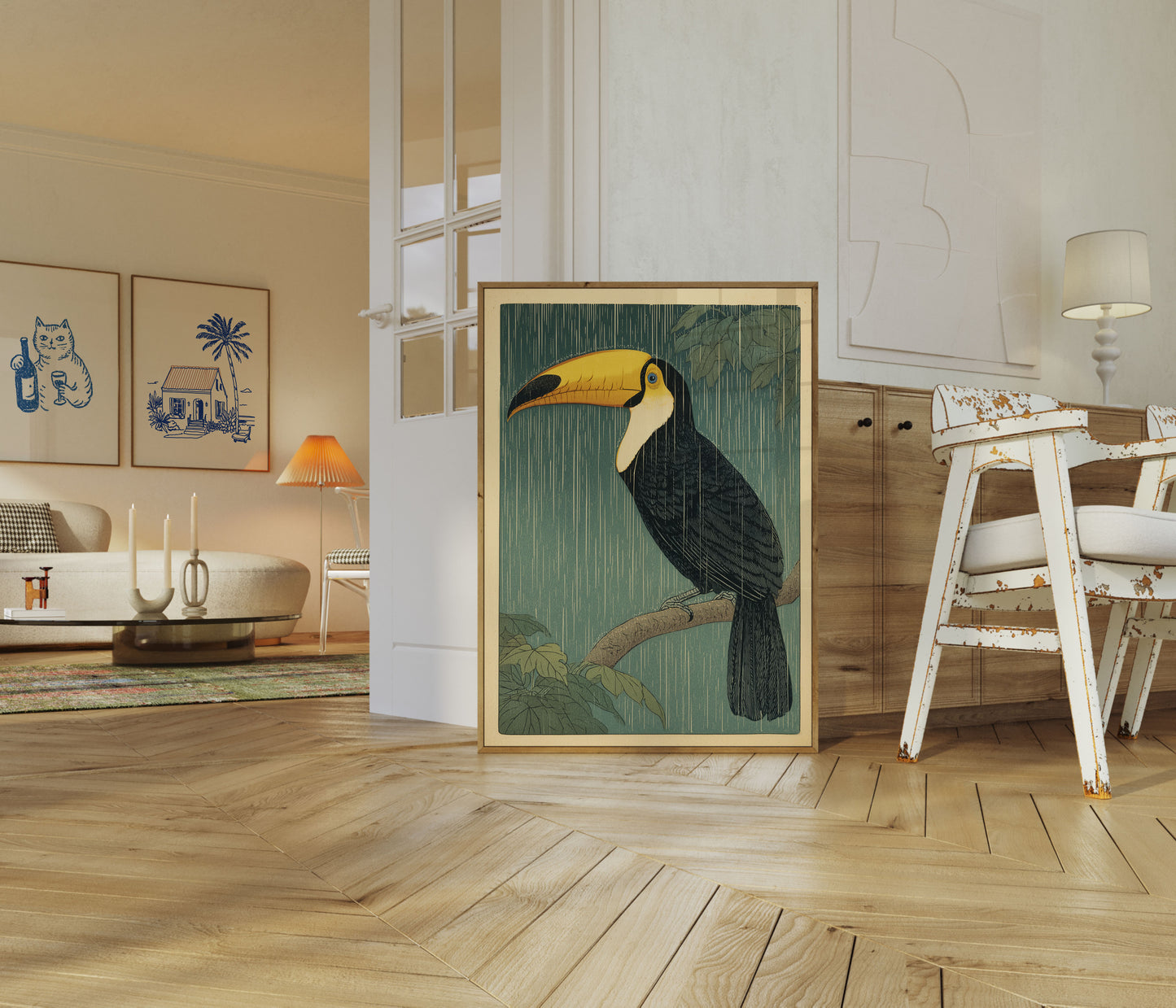 Tropisk Toucan i regnet affisch