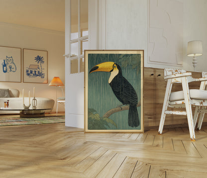 Tropisk Toucan i regnet affisch