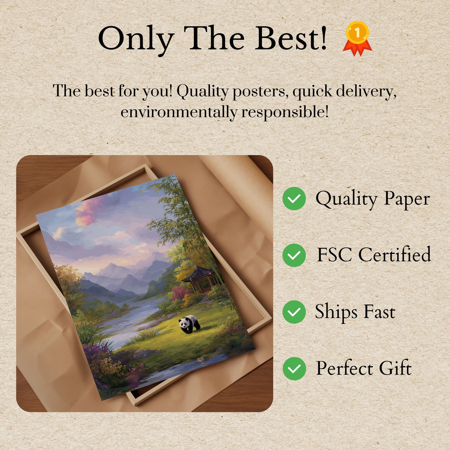 Serene Panda Mountain Landscape Poster