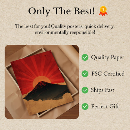 Mount Fuji Rising Sun Poster