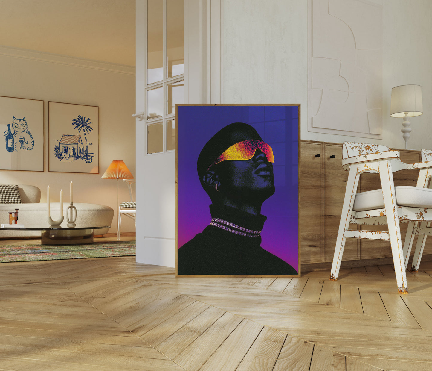 Neon Silhouette Gradient Poster