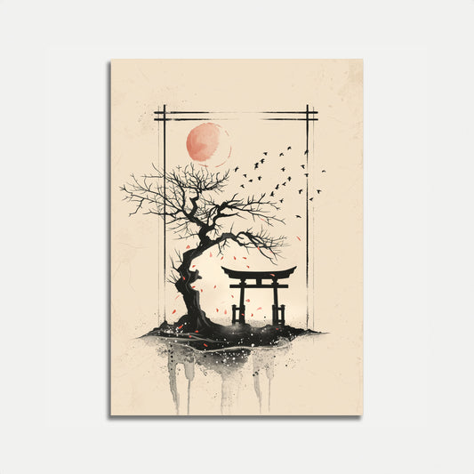 Póster Tranquilidad al atardecer en el Santuario Zen