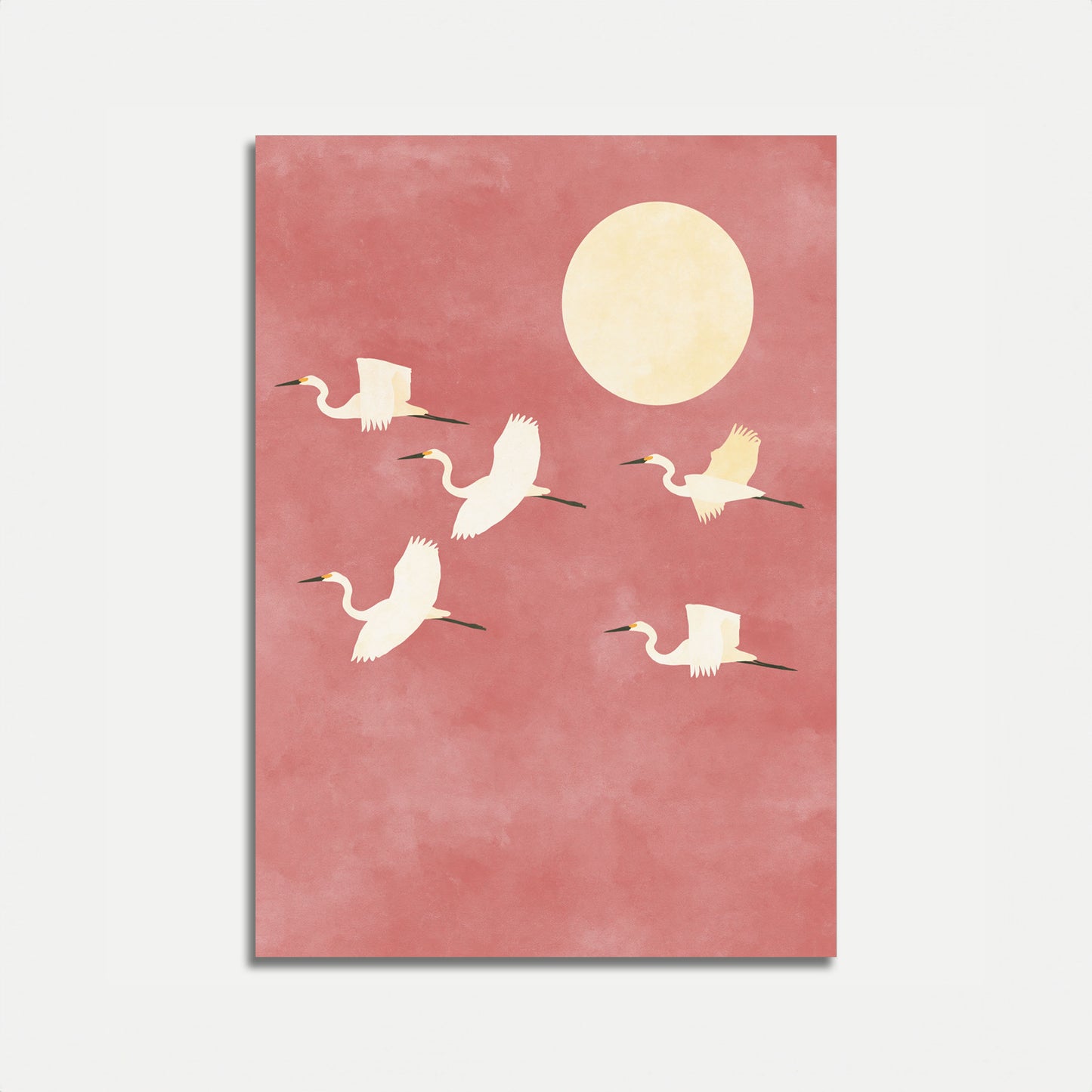 Cranes Flying at Sunset Poster
