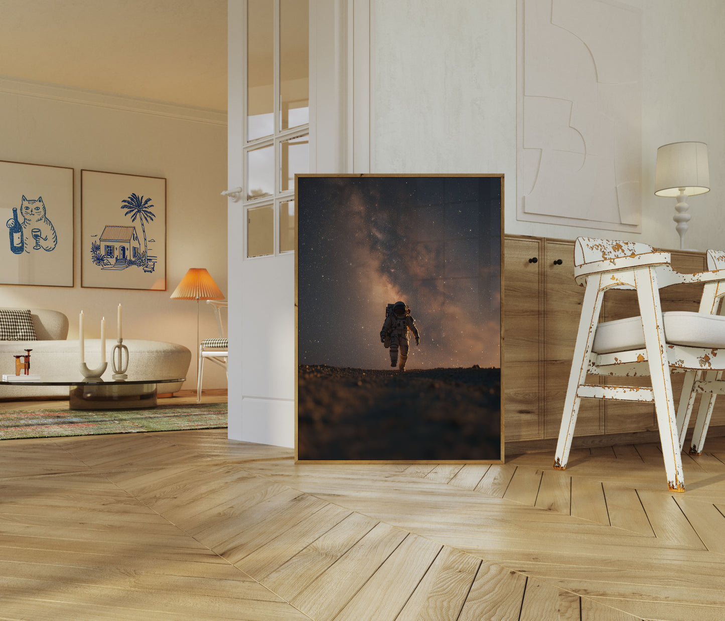 Lone Astronaut Milky Way Poster