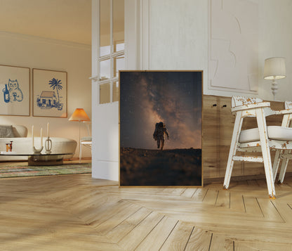 Lone Astronaut Milky Way Poster