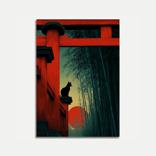 Zen Cat at Sunset Poster
