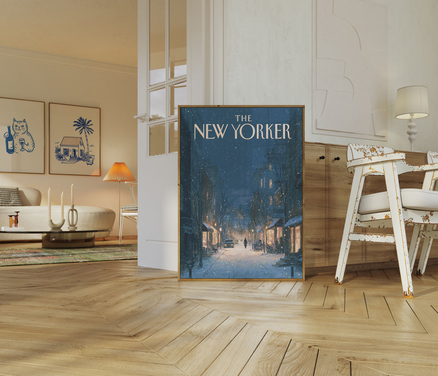 Snowy New York Winter Night Poster