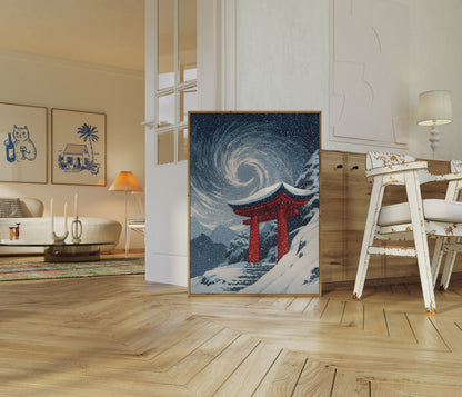 Japansk Tempel Vinternat Plakat