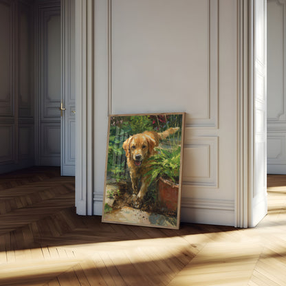 Golden Retriever in Garden Poster