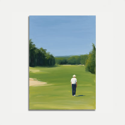 Affiche verte du golfeur solitaire