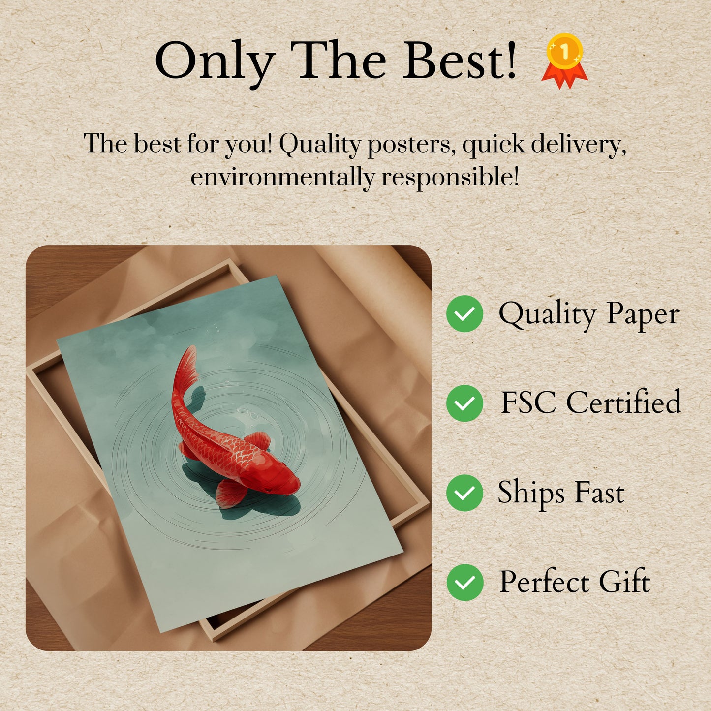 Póster de armonía de koi carmesí