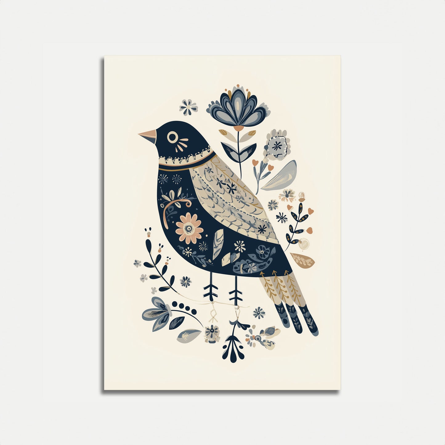 Folk Art Bird Garden Poster