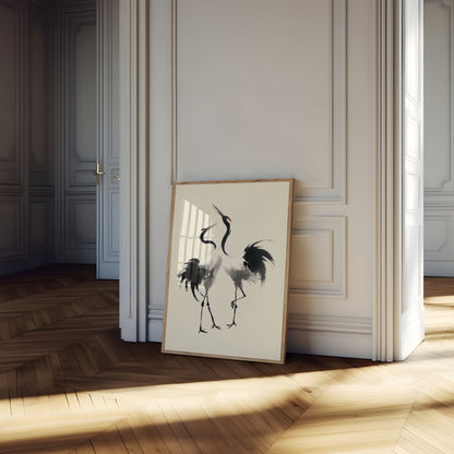 Elegant Cranes in Flight Poster