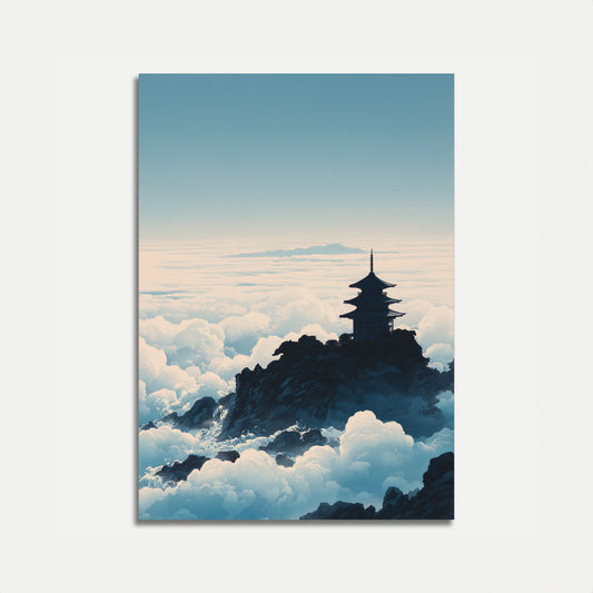 Fjelltempl over Skyer Plakat