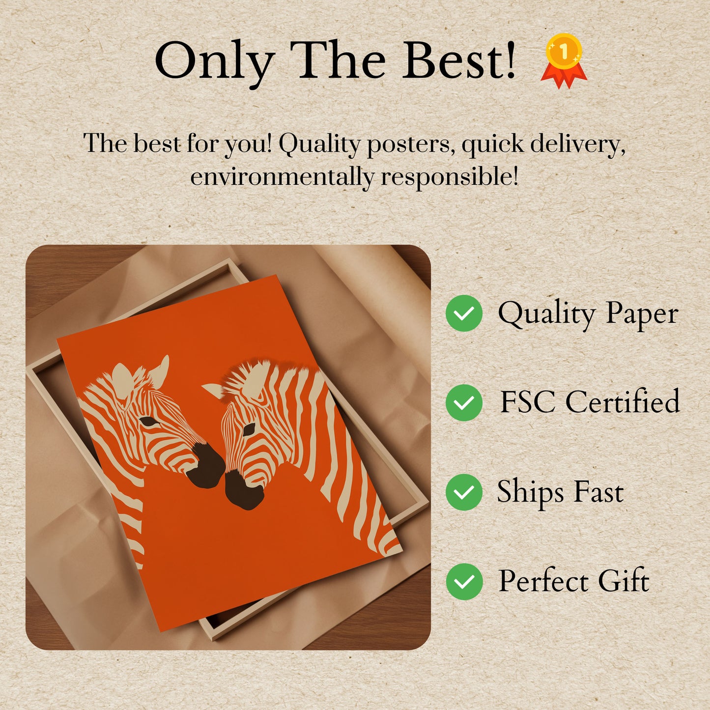 Orange Zebra Duo Art Poster