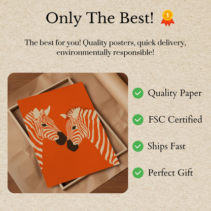 Orange Zebra Duo Art Poster