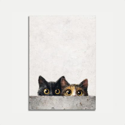 Póster Ojos de Gatos Asomándose