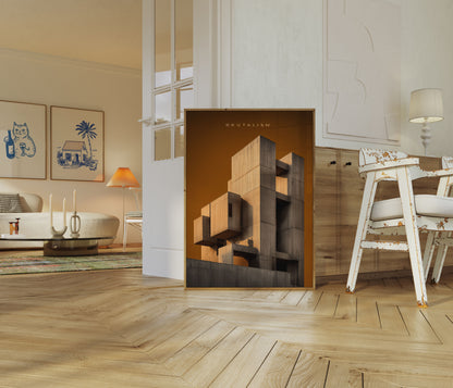 Geometric Brutalist Architecture Poster