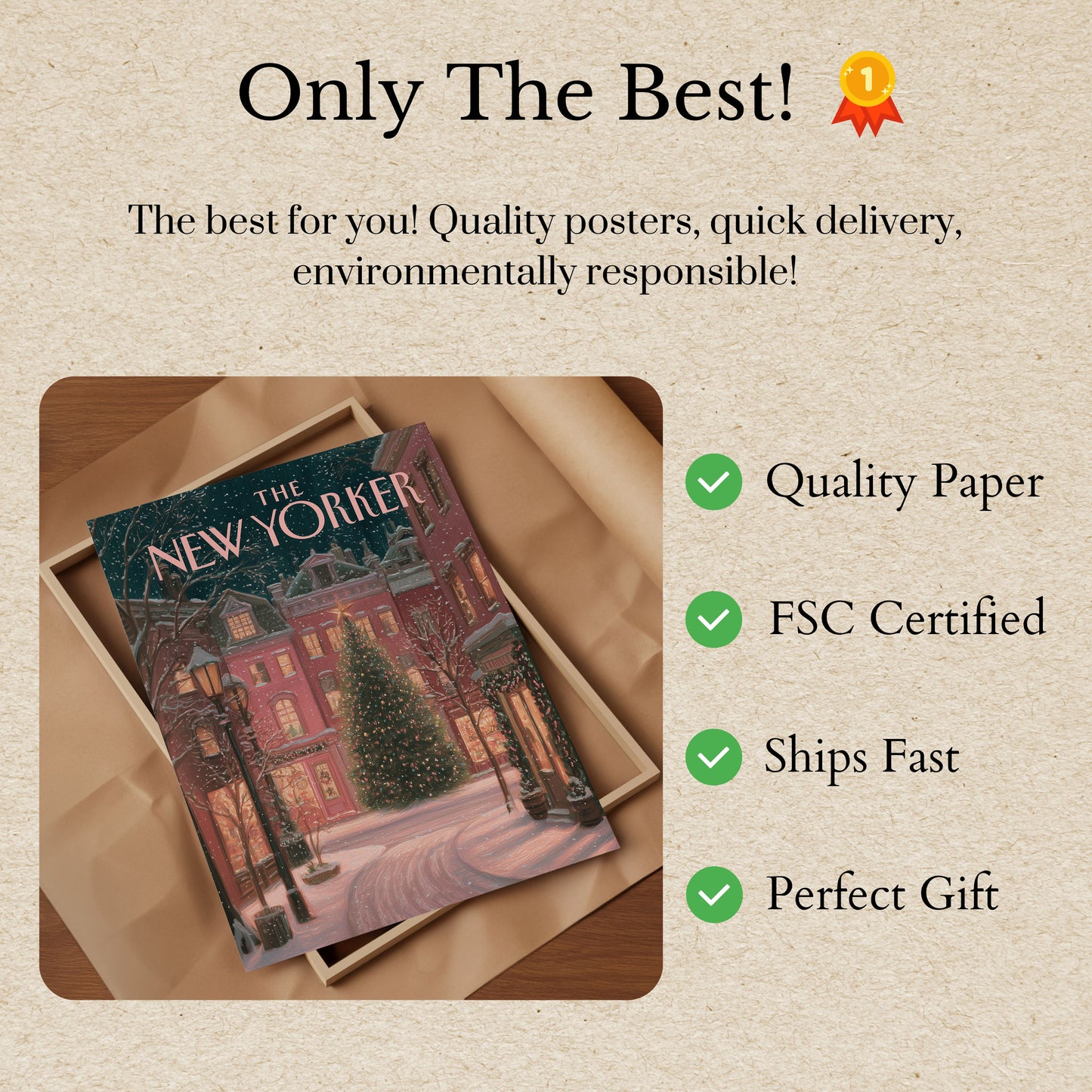 New York Christmas Winter Scene Poster