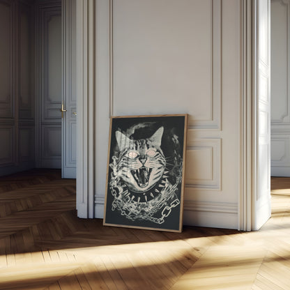 Fierce Chained Cat Poster