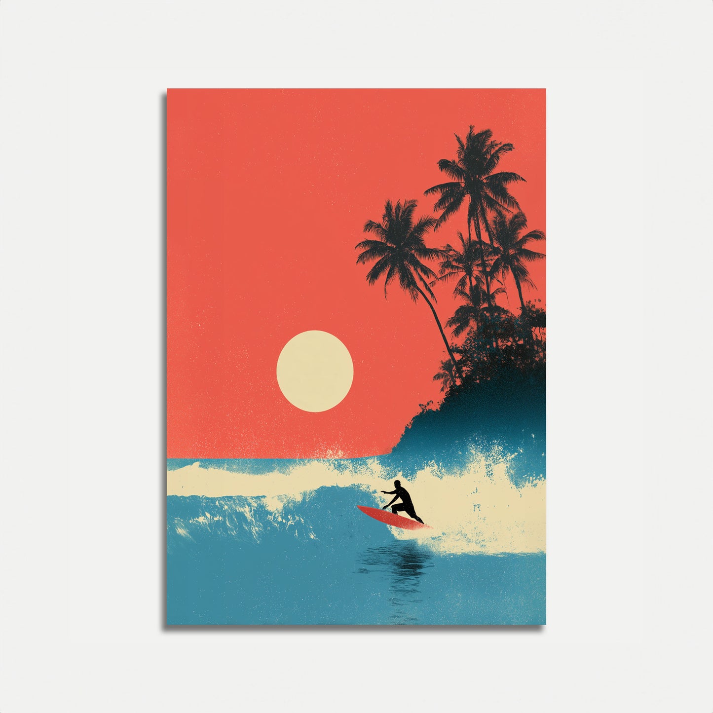 Tropical Sunset Surfing Poster