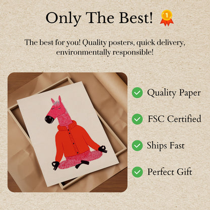 Zen Horse in Red Poster