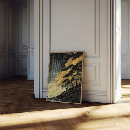 Stormy Coastal Pine Forest Poster