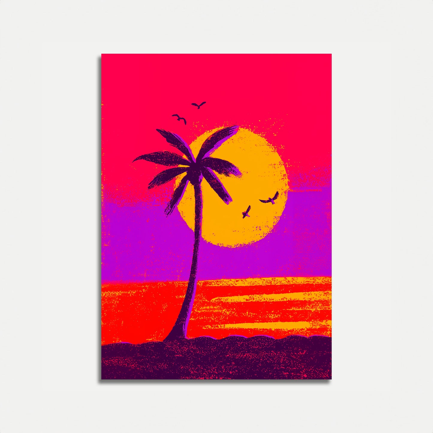 Plakát Tropické Palmy při Západu Slunce