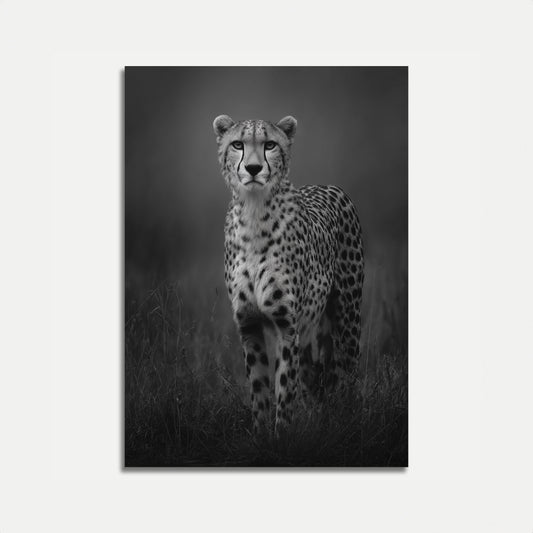 Majestic Cheetah Black and White Poster
