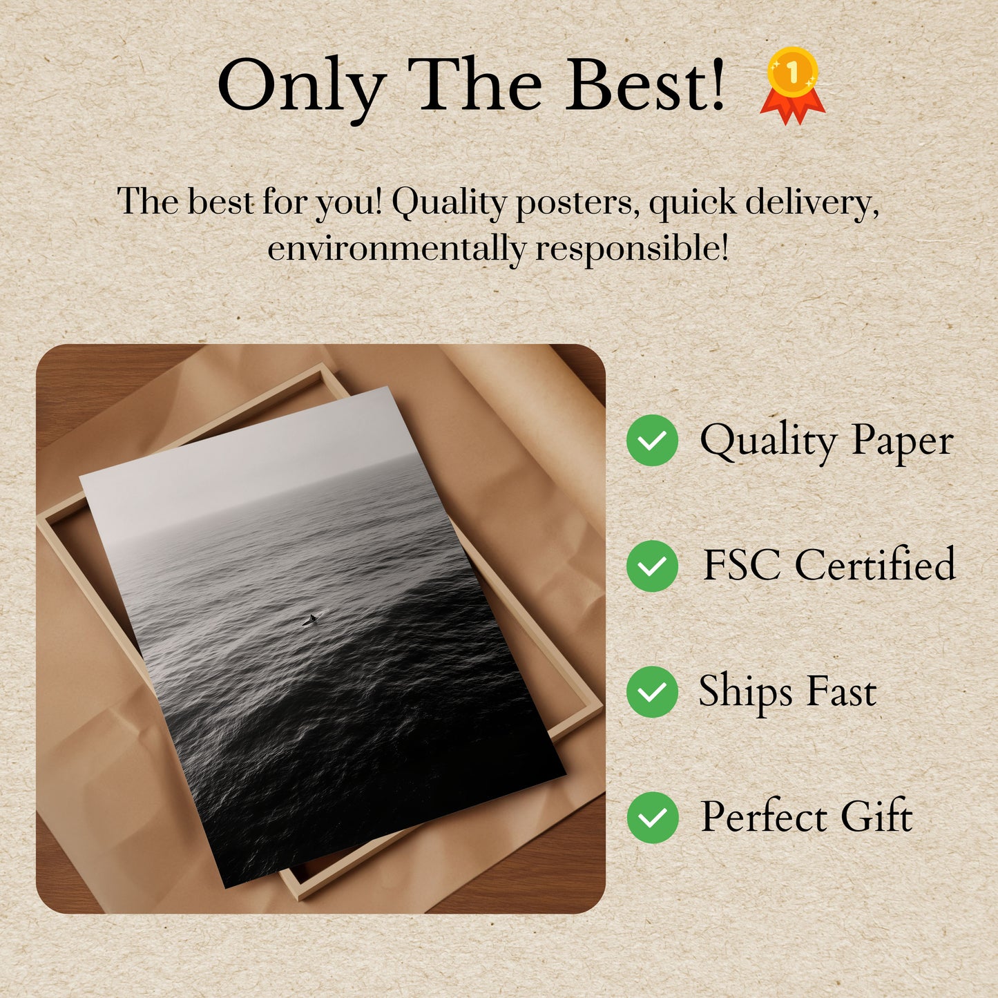 Solitary Surfer Ocean Poster