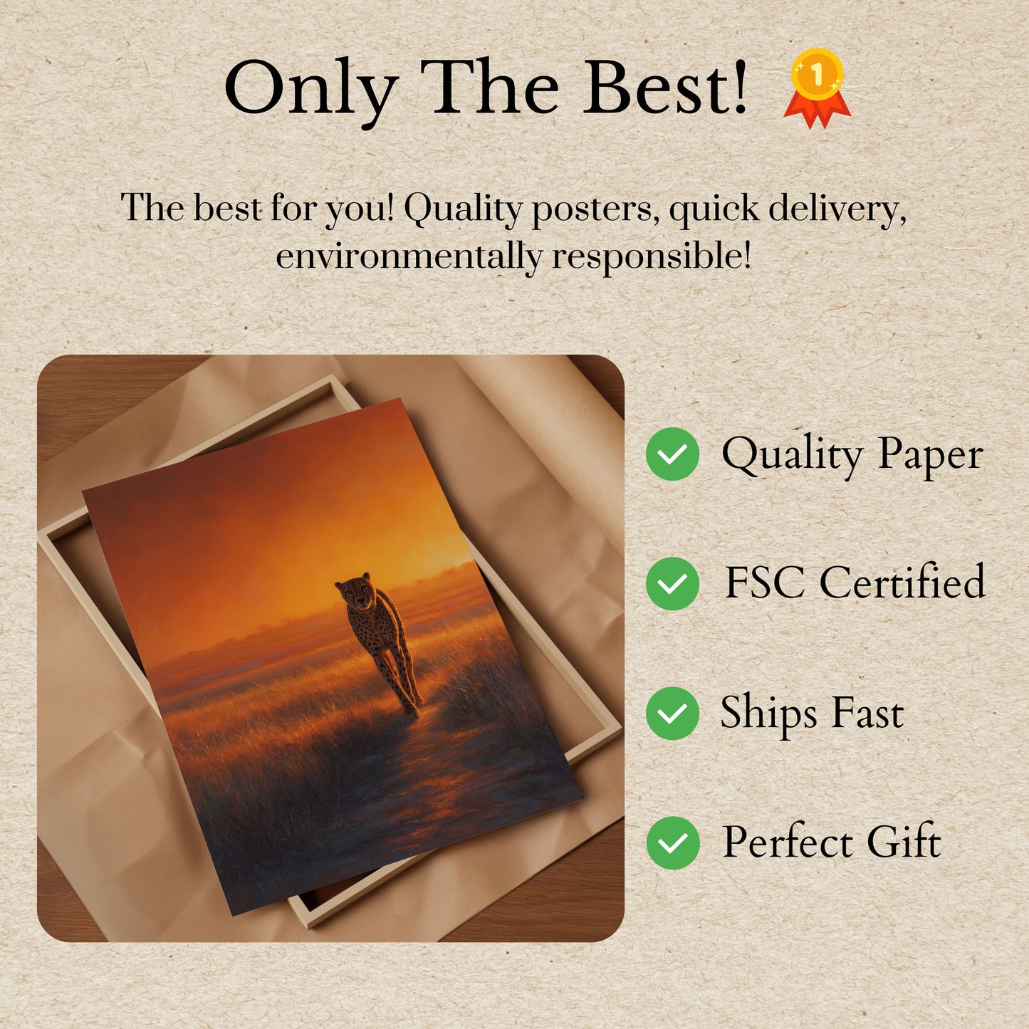 Gepard bei goldenem Sonnenuntergang Poster