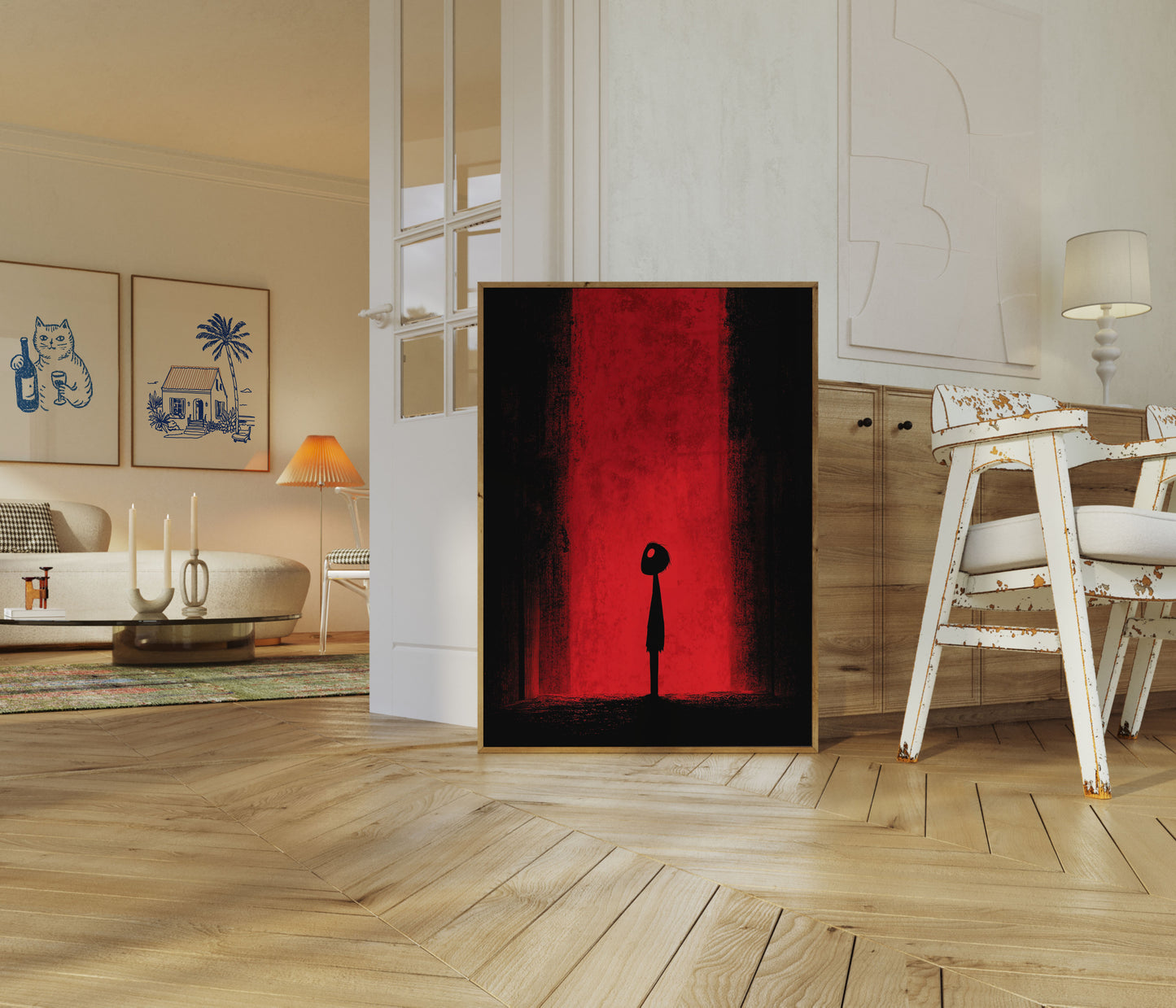Sagoma Solitaria Poster Rosso