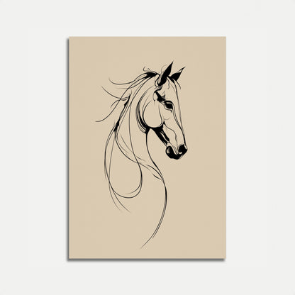 Poster di Arte Lineare Elegante Testa di Cavallo