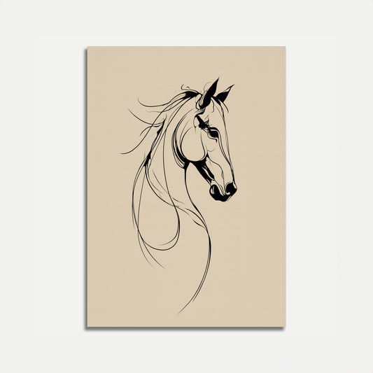 Elegant Hestehoved Line Art Plakat