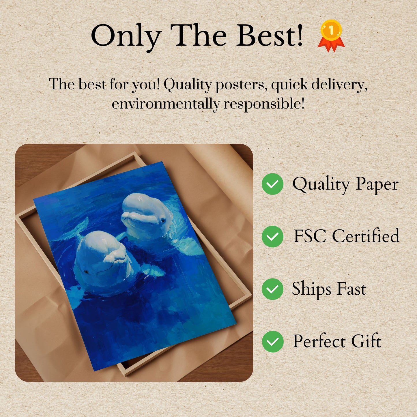 Beluga Whales Swimming Together Poster