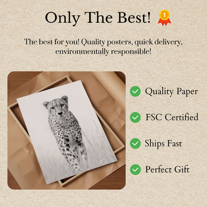 Póster de vida silvestre del guepardo feroz