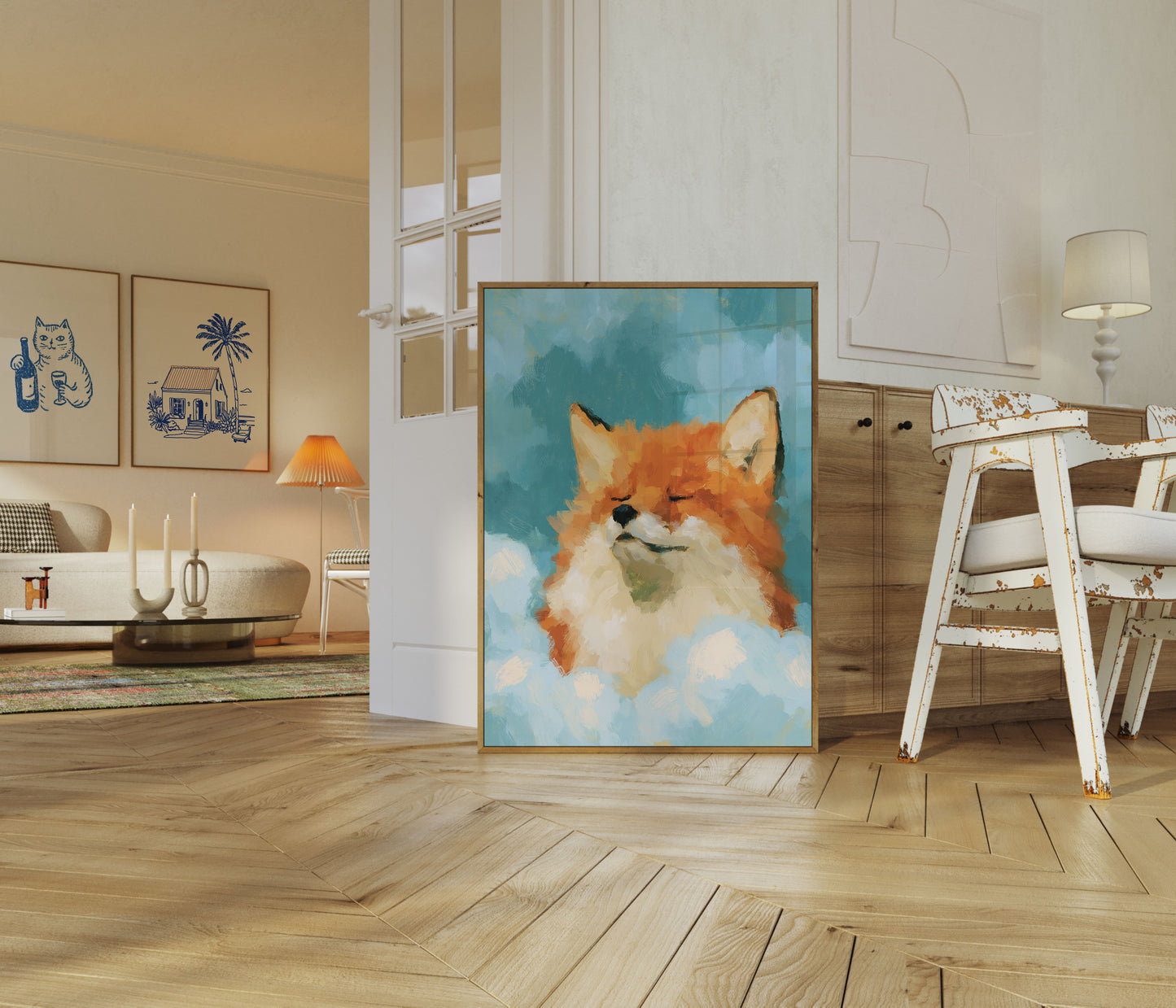 Peaceful Fox in Clouds Poster