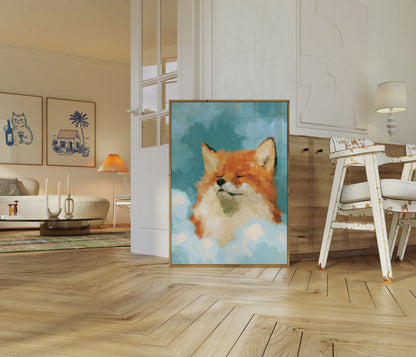 Peaceful Fox in Clouds Poster