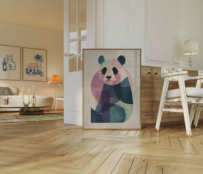 Geometric Abstract Panda Poster