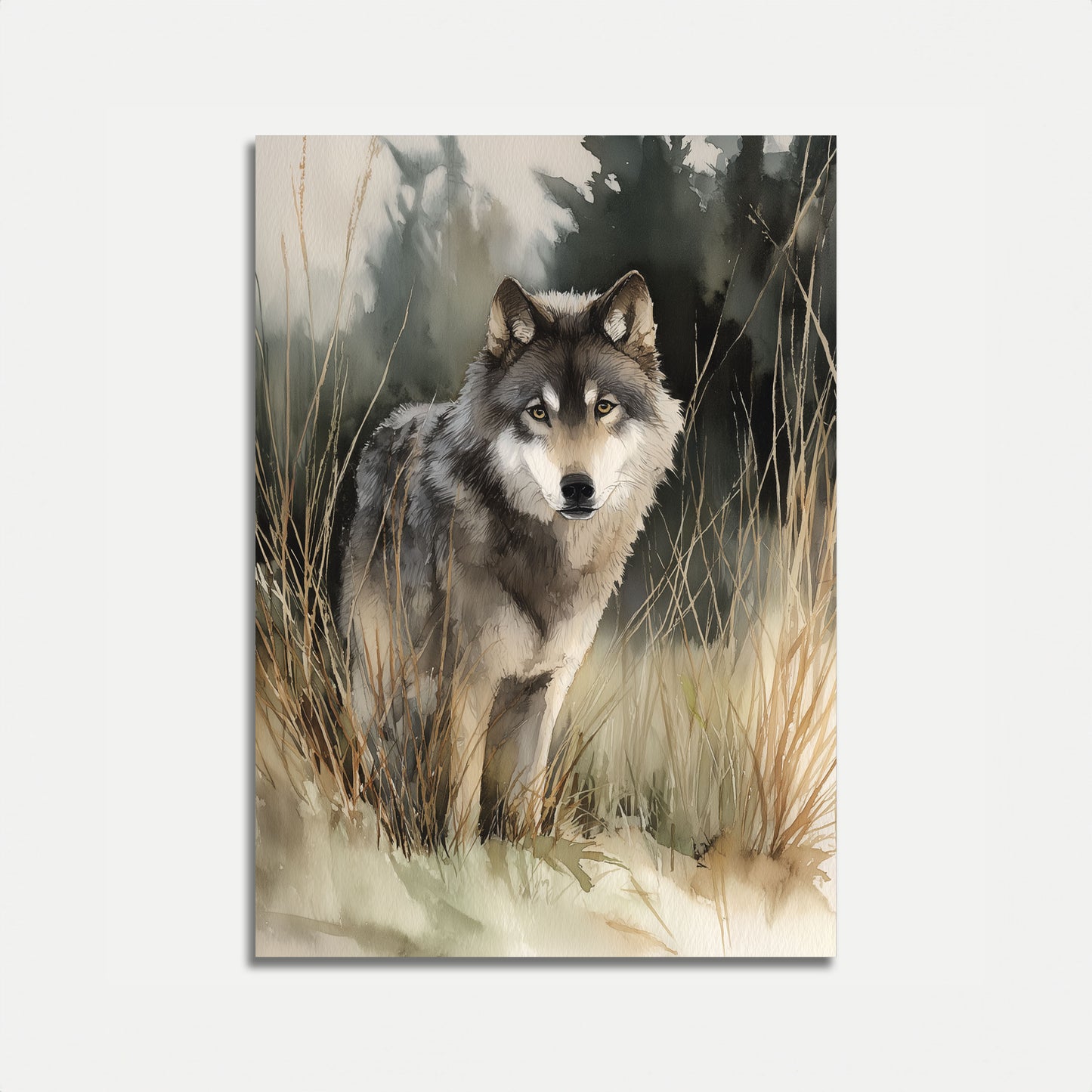 Majestic Gray Wolf Forest Poster