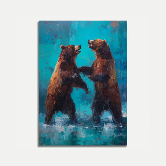 Two Bears Standing Together Poster