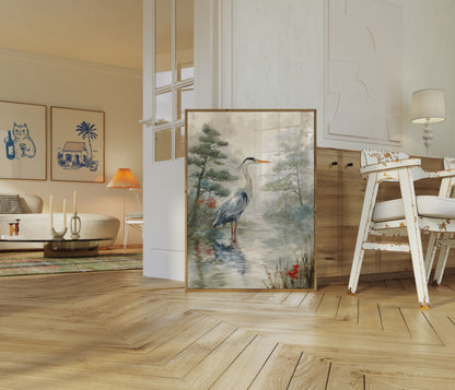 Sanfter Reiher Aquarell Poster