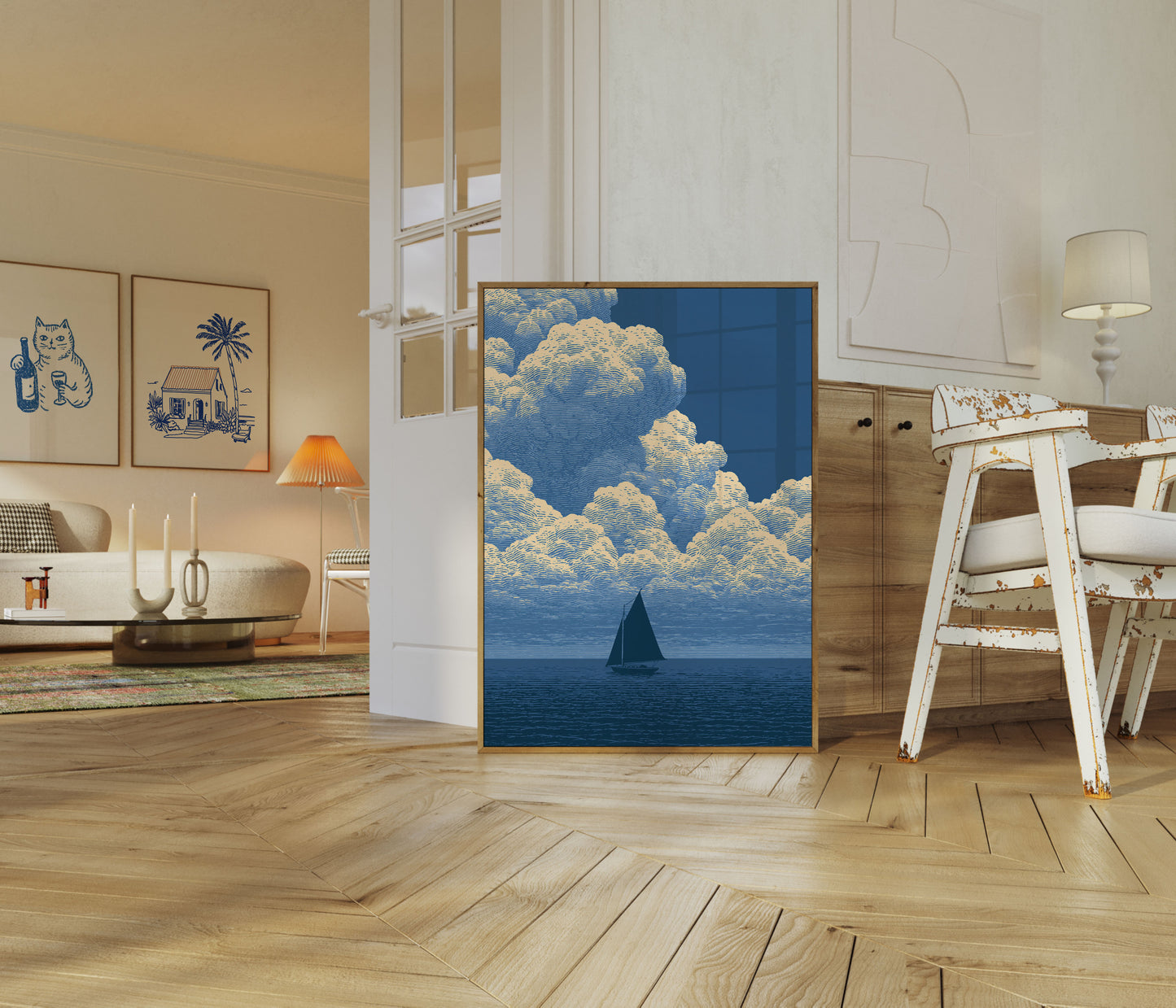 Sailboat Under Golden Clouds Poster