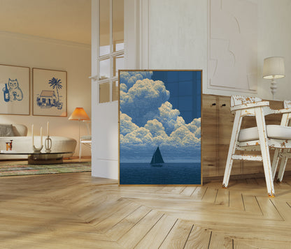 Sailboat Under Golden Clouds Poster