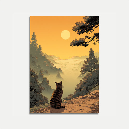Cartaz do Gato Observando a Montanha Nebulosa