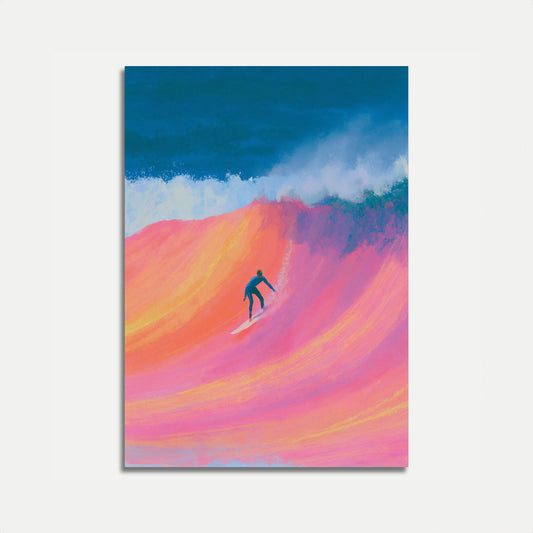 Surfer Riding Colorful Wave Poster