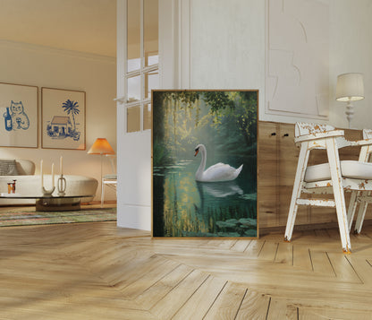 Póster del lago de los cisnes sereno