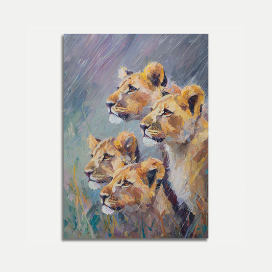 Lion Pride in the Rain Poster